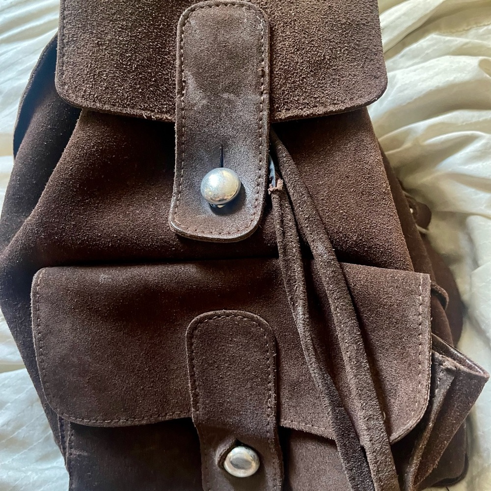 Brown Suede Men's Backpack